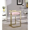Meridian Furniture,Ezra Pink Velvet Stool, Set of 2 - 4 of 4