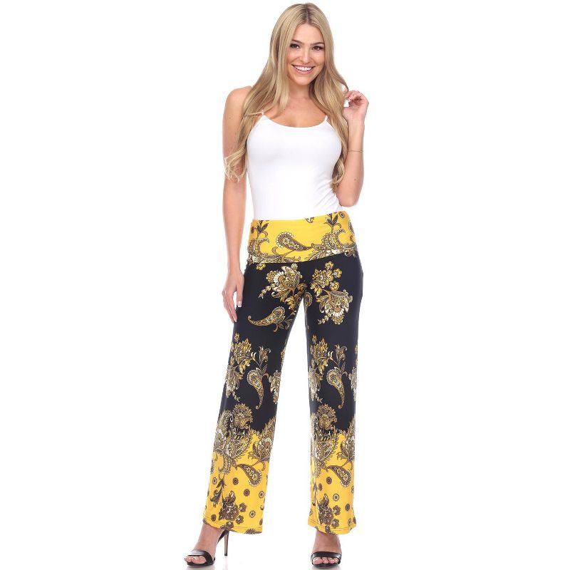 Women's Floral Paisley Printed Palazzo Pants - White Mark, 1 of 4