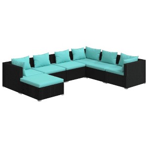 vidaXL Garden Lounge Set Black and Water Blue - 1 of 4