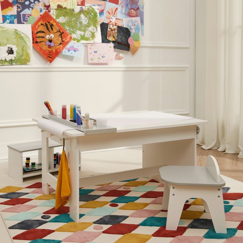 Fantasy Fields - Little Artist Monet Play Art Table Kids Furniture - White/Gray, 3 of 13