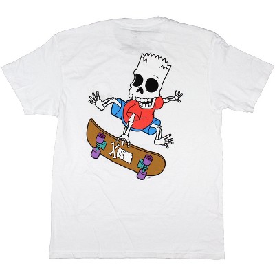 The Simpsons Men's Bart Skeleton Skateboarding Adult Short Sleeve T-Shirt