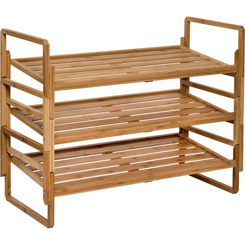 2-Tier Bamboo Stackable Shoe Shelf