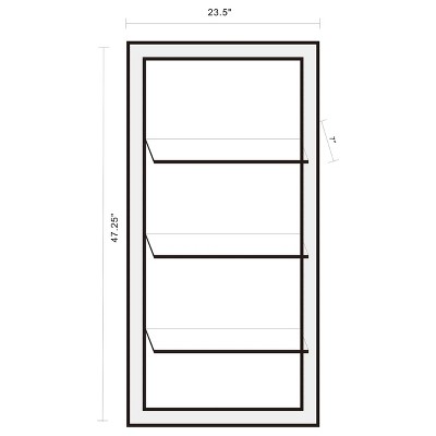 Silver Rectangular 3-Shelf Wall Mirror with Dark Edge