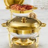 Warmounts 5QT Gold Luxury Round Chafing Dish Buffet Set Food Warmer with Steel Lids & Holders - 2 of 4