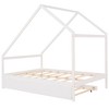 Twin Size Wooden House Bed, Tent-shaped Floor Bed, Fun Playhouse Bed Frames, House Bed Frame With Roof, For Kids Girls & Boys - 2 of 4