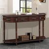 Okak 52IN Wooden Retro Console Table with Relief Carvings, Entry Table with 1 Open Shelf and 2 Drawers, Narrow Console Table for Hallway - 2 of 4