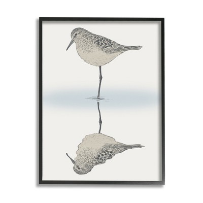 Stupell Industries Tranquil Sandpiper Bird Reflection Framed Giclee Art