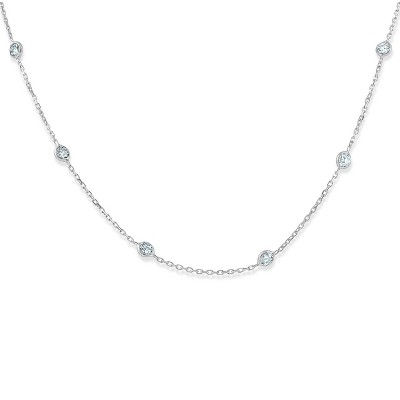 Pompeii3 1 1/2 Ctw Diamond Bezel Station Necklace 14K White Gold 18"