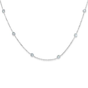 Pompeii3 1 1/2 Ctw Diamond Bezel Station Necklace 14K White Gold 18" - 1 of 4