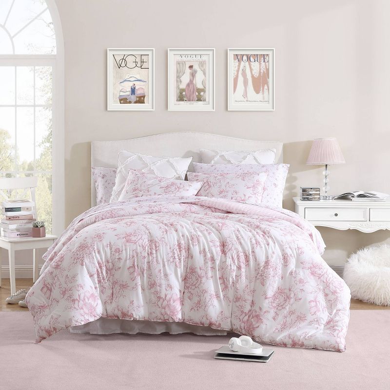 Laura Ashley Delphine Comforter Bedding Set Pink, 2 of 10