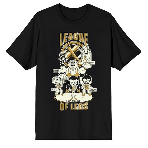 Teen Titans Go League of Legs on Black Short Sleeve Adult T-Shirt - 1 of 3
