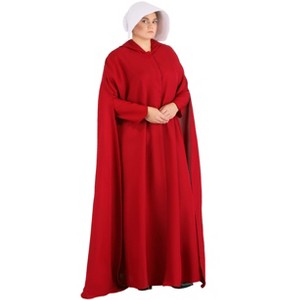 HalloweenCostumes.com Handmaid's Tale Plus Size Costume Womens, Modest Cloaked Halloween Outfit, Historic Red Hooded Cape and Bonnet - 1 of 4