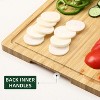Two-piece 24-inch extra-large bamboo cutting board set with drainage channels, heavy-duty wooden cutting board with handles, natural bamboo. - 4 of 4