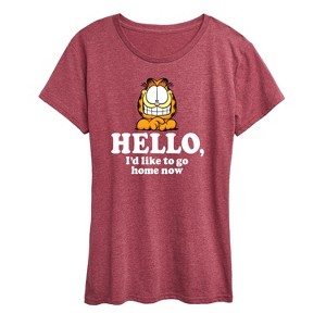 Women's - Garfield - Hello Can I Go Home Now Short Sleeve Graphic T-Shirt - 1 of 4