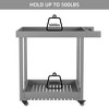 Utility Service Cart, 2-Shelf Outdoor Prep Cart Dining Table with Wheels and Lipped - 3 of 4