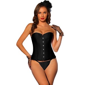 Allegra K Women's Gothic Satin Lace Up Over Bust Shapewear - 1 of 4