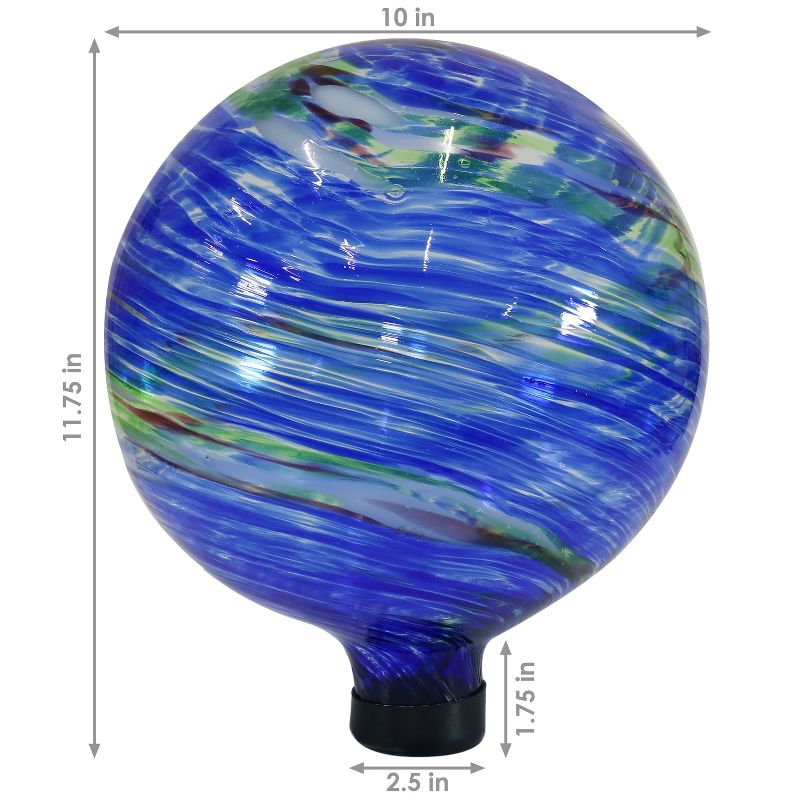 Sunnydaze Indoor/Outdoor Artistic Gazing Globe Glass Garden Ball for Lawn, Patio or Indoors - 10" Diameter, 4 of 17