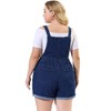 Agnes Orinda Women's Plus Size Adjustable Strap Pocket Roll Hem Denim Overall Jean Shorts - 4 of 4