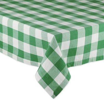 120" x 60" Cotton Buffalo Check Kitchen Tablecloth Dark Green - Design Imports