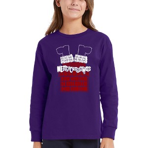 LA Pop Art Chimney Santa - Girl's Word Art Long Sleeve T-Shirt - 1 of 4