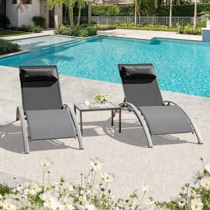 Moda Furnishings Adjustable Aluminum Outdoor Chaise Lounge Chairs with Metal Side Table, All Weather for Deck , Lawn, Poolside and Backyard - 1 of 4