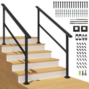 2 Pack Hand Rails for Outdoor Steps, Wrought Iron Railing, Exterior Hand Railing for Steps, Porch Railing Kit - 1 of 4