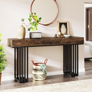 HDZNVF 55 in Industrial Console Table, Extra Long Entryway Hallway Sofa Foyer Table with Thick Top & Sturdy Metal Frame - 1 of 4