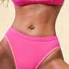 Women's Vibrant Pink Mid-Rise High Cut Bikini Bottoms - Cupshe - 2 of 4