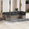 vidaXL 7 Piece Patio Sofa Set with Cushions Gray Poly Rattan - Without Table - 2 of 4