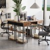 CAVINAS Home Office Desk Modern Writing Desk with 2 Storage Drawers, 5 Storage Shelves for Study and Work - 3 of 4