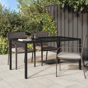 vidaXL Garden Dining Table Black 59.1x35.4x29.7 in Poly Rattan - 1 of 4