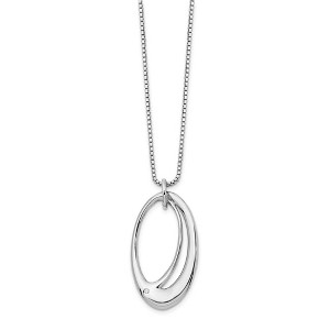 Black Bow Jewelry Double Oval Diamond Accent Necklace, Rhodium Plated Silver, 18-20 Inch - 1 of 4