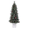 Haute Décor 4.5' Pre-lit Frosted Ithica Pine Potted Artificial Christmas Tree with White LED Lights: Faux Berries, Pinecones, Glitter - 2 of 4