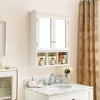 Wall-Mounted Bathroom Storage Cabinet with Mirror, 2 Doors, Adjustable Shelves & 3 Festive Storage Baskets for Kitchen/Laundry - 2 of 4