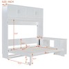 Queen Size Wall Murphy Bed Multifunctional Foldable Platform Bedframe with Desk, Storage Shelves and Big Cabinets, White/Gray-ModernLuxe - 4 of 4