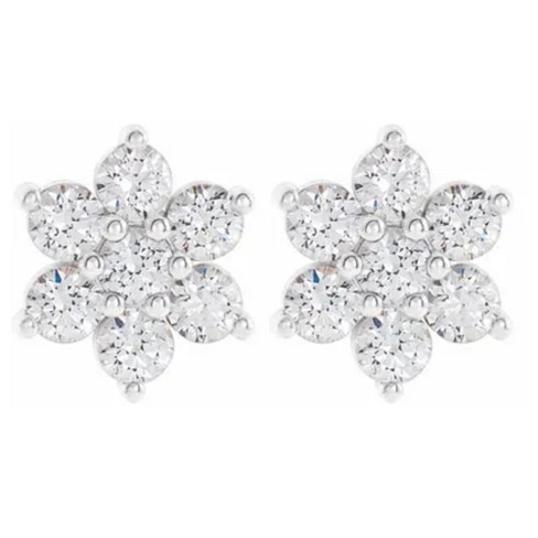 Pompeii3 1/2 Ct Diamond 7-Stone Studs 14k White Gold Women's Earrings