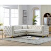 82.2" Velvet L-Shaped Corner Sectional Sofa, 5-Seater Chesterfield Couch with Nailhead Trim, Solid Wood Frame, Tufted Design, Metal Legs - 3 of 4