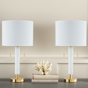 Maxax White Marble Sand Table Lamp with USB Charging, Modern Desk Lamp for Bedroom, Living Room - 1 of 4