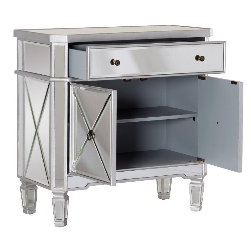 32&#34; Sasha Mirrored Storage Console Night Stand With Drawer Silver - Powell, 5 of 16