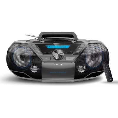 PHILIPS Portable CD Player Boombox – Bluetooth, USB, MP3, Cassette, FM Radio, Bass Boost, Digital Display, Powerful Sound