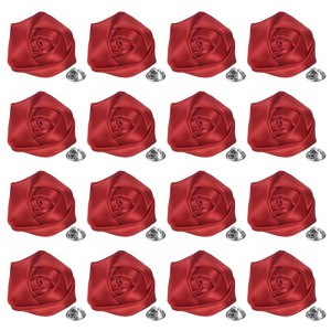 Unique Bargains Handmade Men Suits Formal Boutonnieres Wedding Corsage Lapel Pin Flower Brooch Butterfly Buckle 16 Pcs Wine Red - 1 of 4