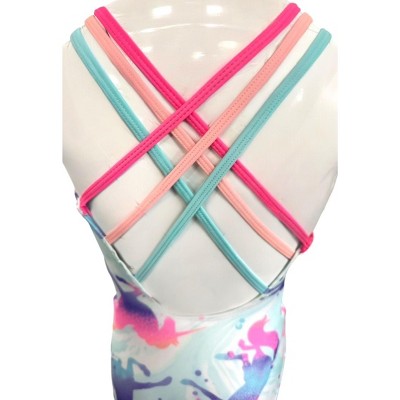 GO COCO Little Girls’ One Piece Cute Strappy Detail Swimsuit, Multi Unicorn, 5/6 — фото 3