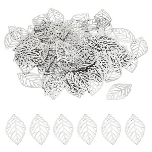 Unique Bargains Metal Bulk Hollow Leaf Pendants for Jewelry Making Bracelets 100 Pcs - 1 of 4