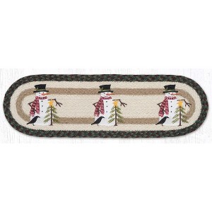 Earth Rugs Snowman Stair Mat – Hand-Stenciled Braided Jute for Holiday Homes - 1 of 3