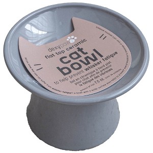 Dexypaws: Flat Top Ceramic Cat Bowl, Grey, 7.5oz, Pet Feeding Dish - 1 of 4