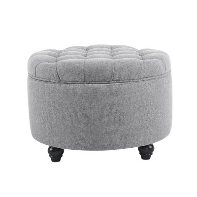 Ottoman with Storage,Foot Rest Round Bag Floor Chair for Bedroom or Entryway in Gray