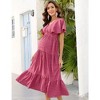 WhizMax Maternity Dress Women's V Neck Short Sleeve Smocked Ruffle Tiered flowing Pleated Midi Dress Photoshoot Baby Shower - 4 of 4