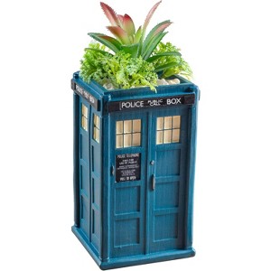 Doctor Who Tardis Indoor Planter for Real & Faux Plants, 6" Ceramic - Special Dr. Who Decor for Home, Office - Gift for Teens, Adults - 1 of 4