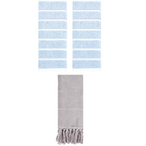 REGALWOVEN 3 Packs Striped and Solid Absorbent Soft Cotton Hand Towel for Bathroom - 1 of 4