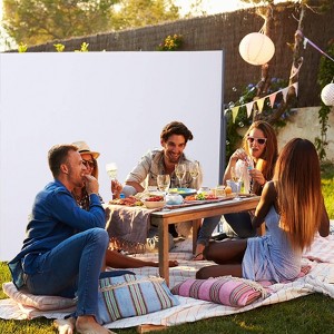 118" x 63" Retractable Outdoor Patio Balcony Deck Side Awning White - Captiva Designs: UV & Tear-Resistant, Manual Retraction - 1 of 4